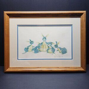 Vtg Carolyn Shores Wright Mama's Bunch Print Picture Framed Signed 12 x 16.5 in